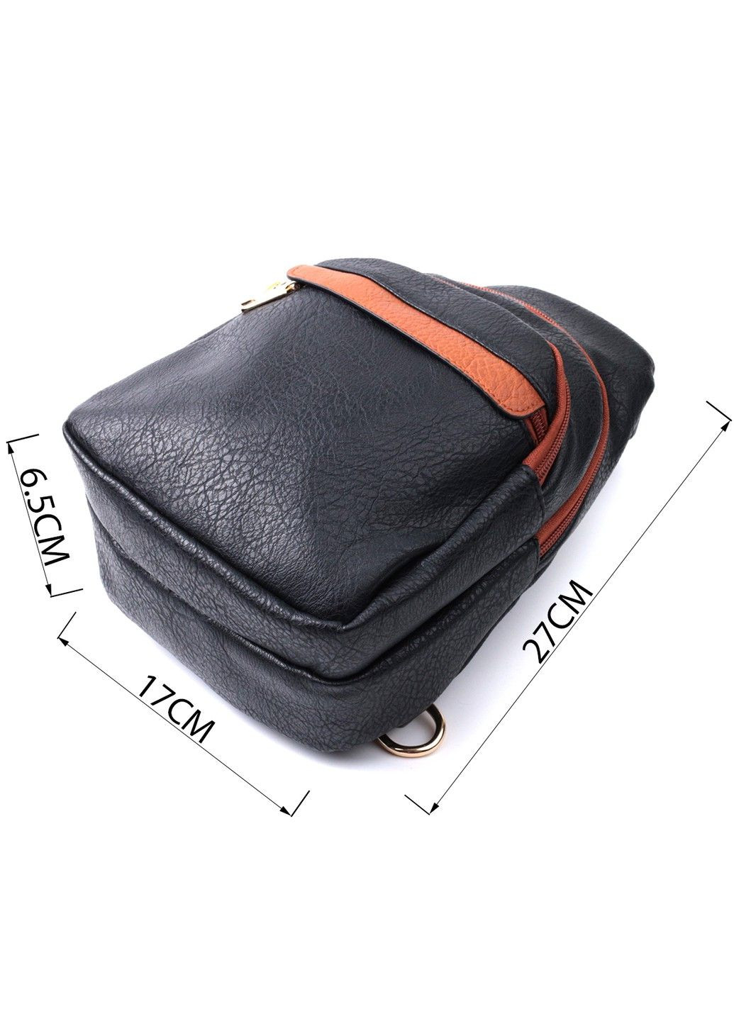 Зручна жіноча сумка через плече з отвором для навушників з екошкіри 22787 Чорний Vintage (303877164)