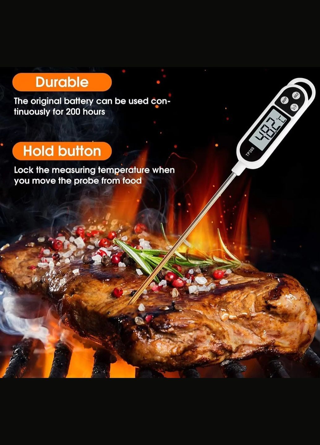 Термометр кухонный цифровой электронный электронный со щупом для мяса TP300 Bodasan (344547751)