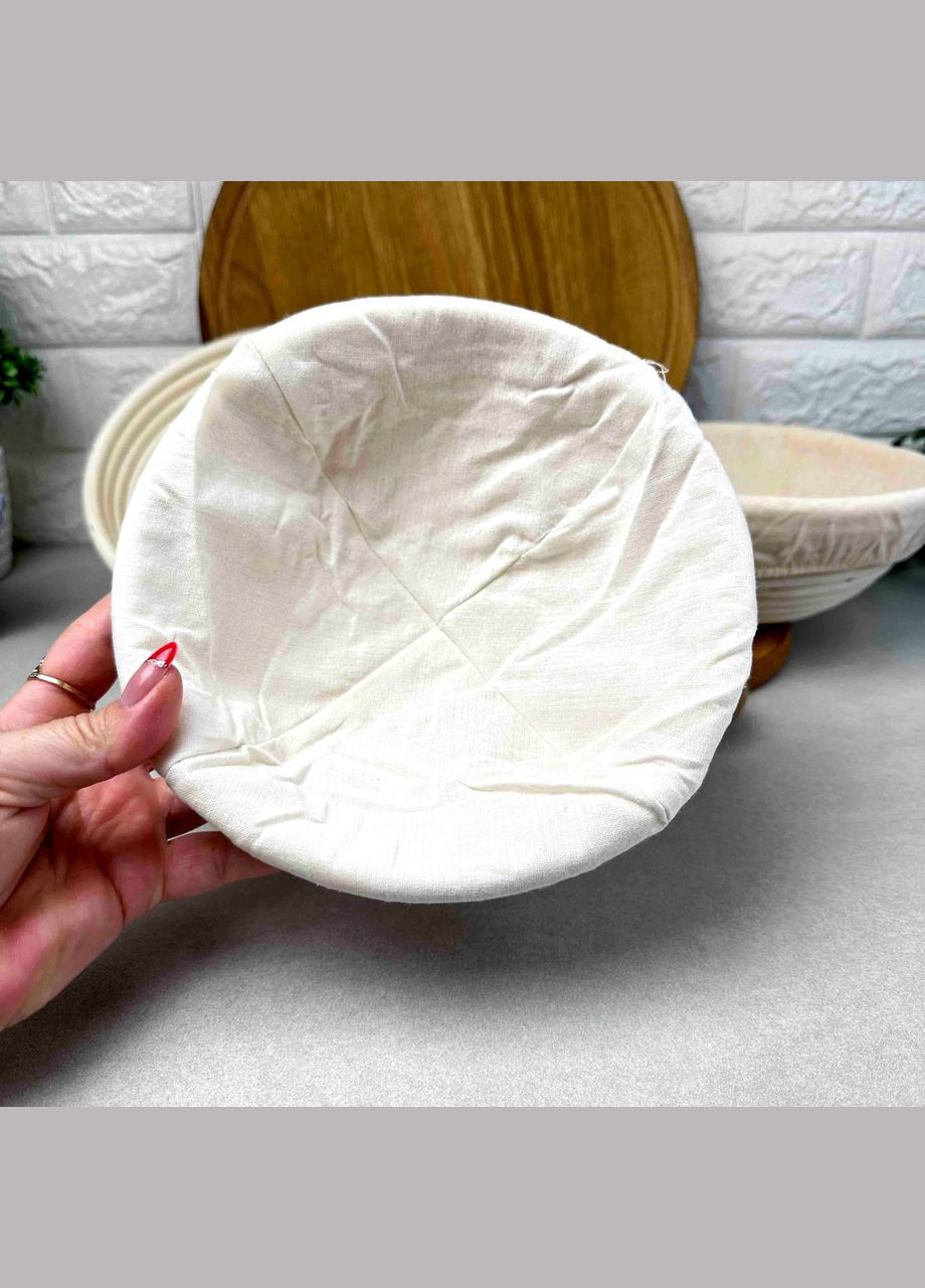 Круглий ротанговий кошик 20 см для вистоювання хліба зі змінним чохлом Hell (303138421)