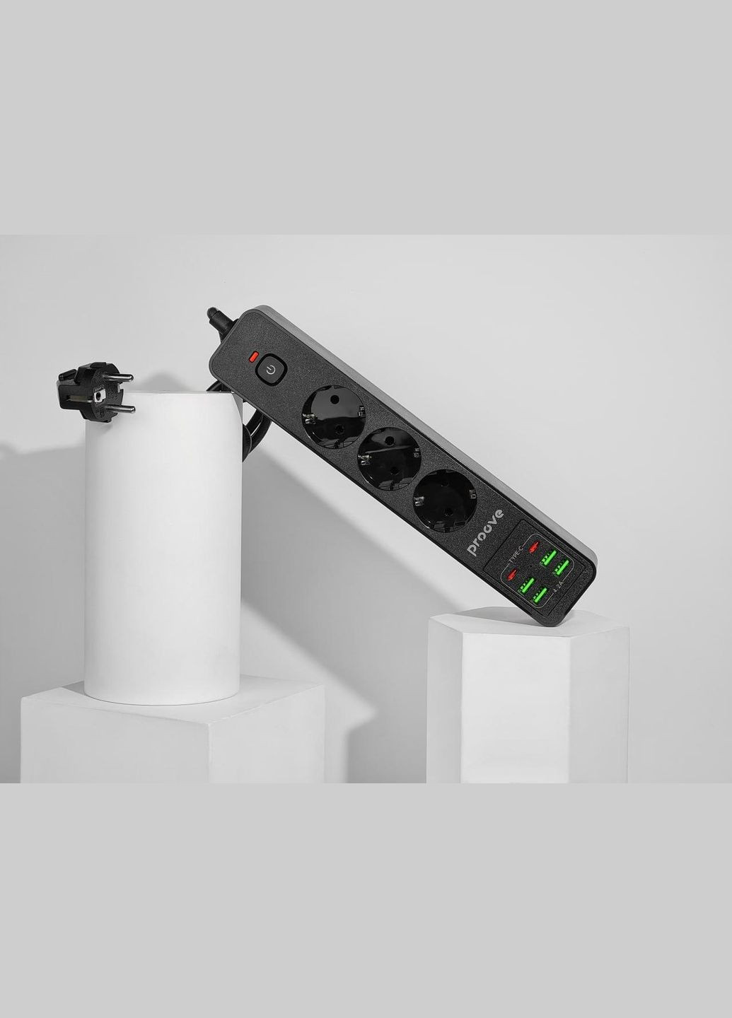 Мережевий фільтр Power Socket P-03 (3 розетки + 4 USB + 2 Type-C) Proove (296107705)