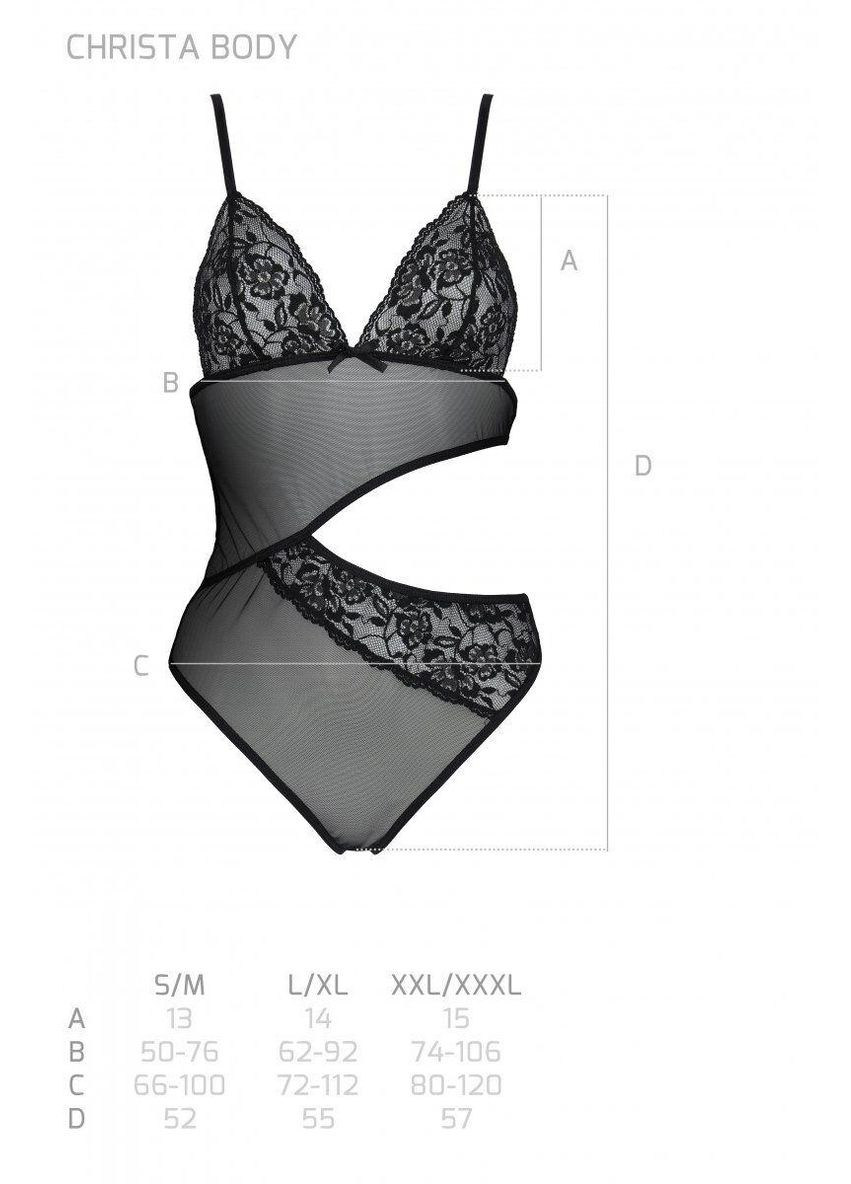 Боді з ажурним ліфом Christa Body black S/M — Passion (303890707)
