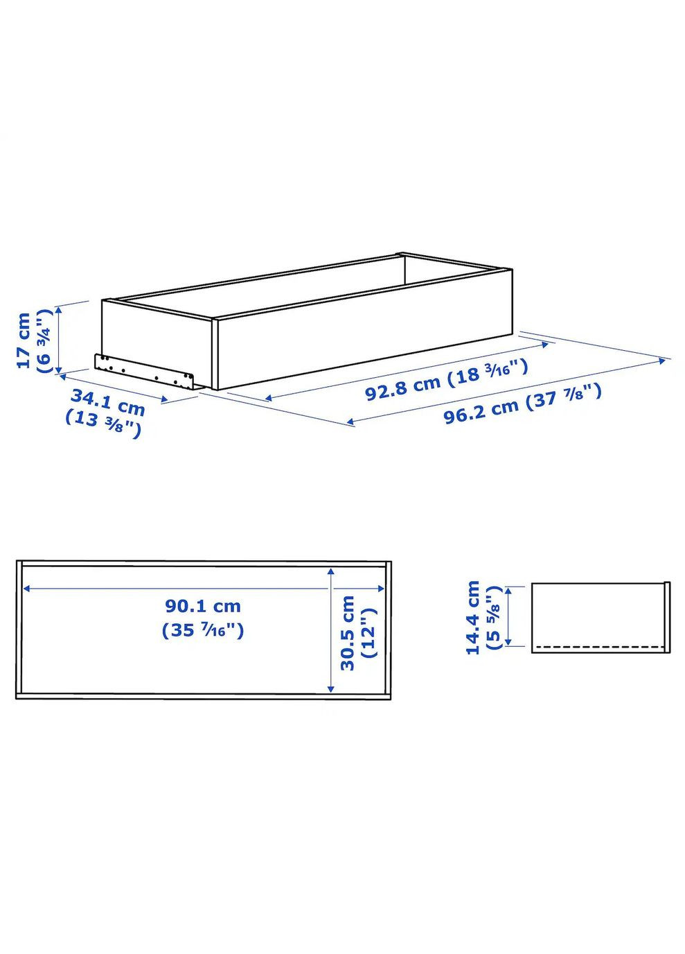 Передній ящик у стилі ІКЕА KOMPLEMENT 100х35 см (70509523) IKEA (278408021)