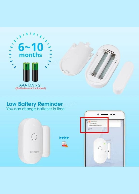 Wifi датчик відкриття дверей і вікон WIFID01, повідомлення на смартфон (100442) Fuers (358501702)