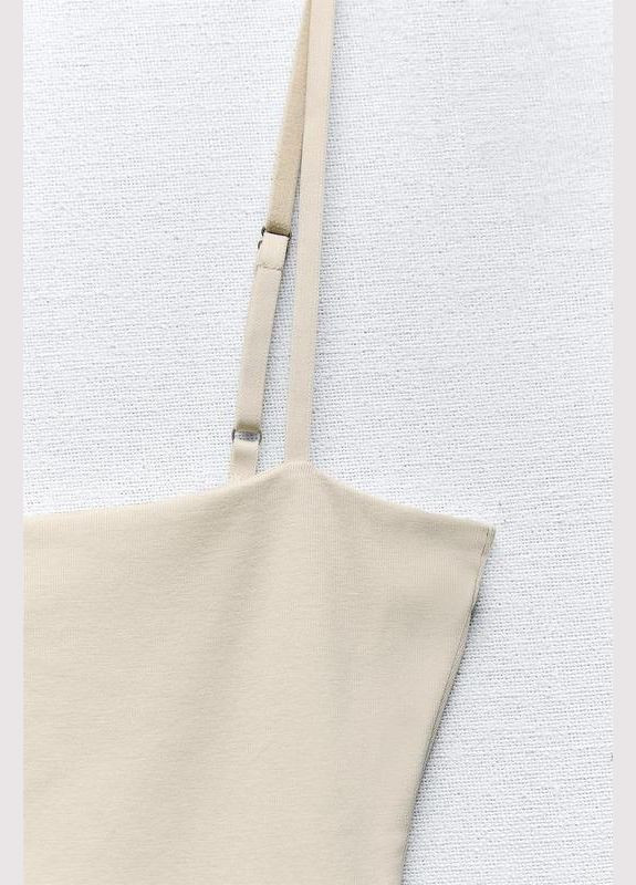 Кремовое праздничный, коктейльное, спортивное, деловое, домашнее, пляжное, откровенный, повседневный, кэжуал, джинсовое, вечернее стильное облегающие мини платье платье-майка, с открытыми плечами, бандажное Zara