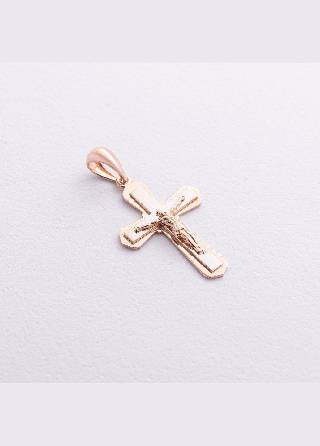 Хрестик із розп'яттям (червоне, біле золото) п03999 Oniks (316227378)