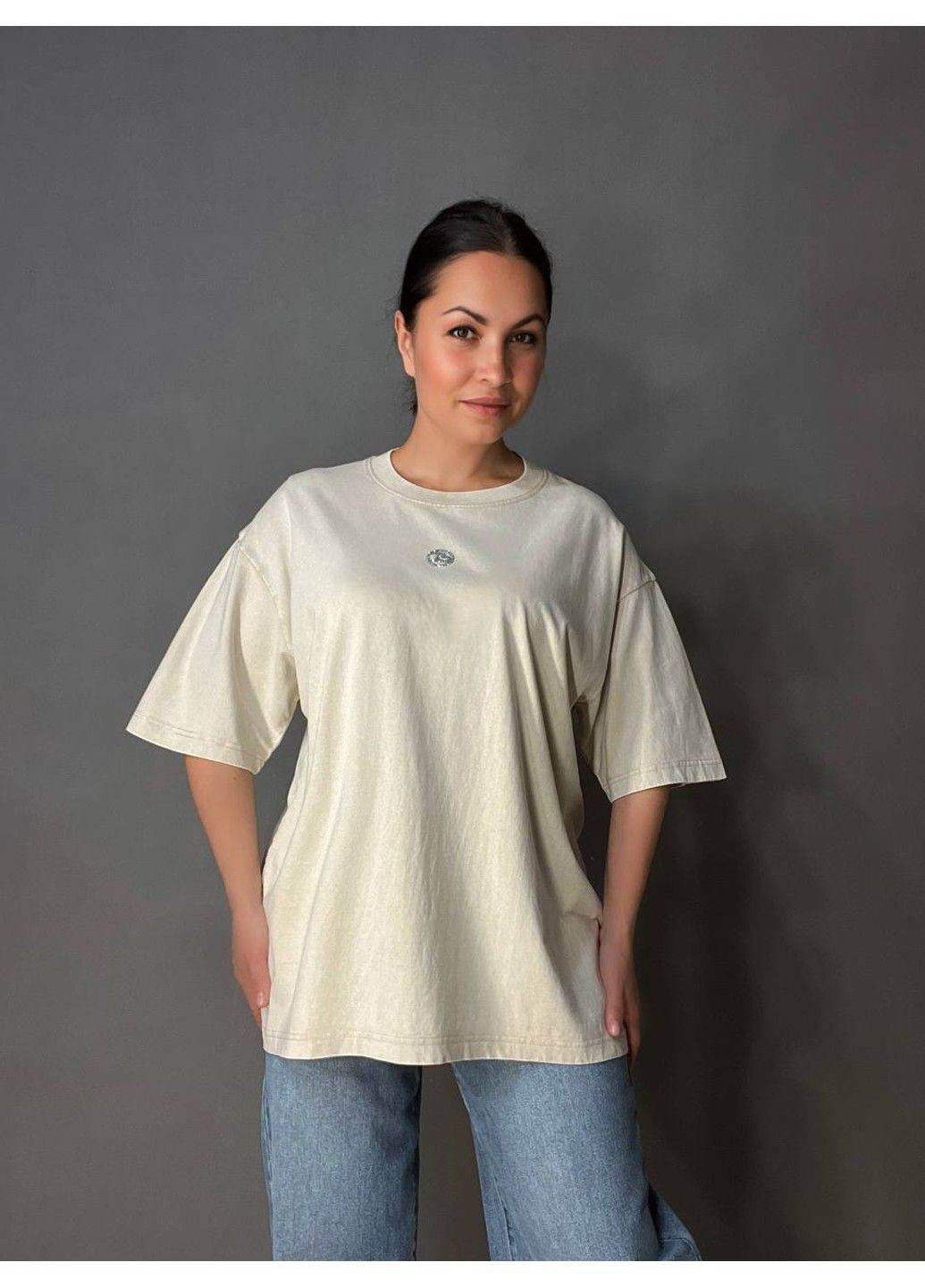 Футболка женская A-N 26089 тай-дай оверсайз с камнями буква B No Brand - (333251728)