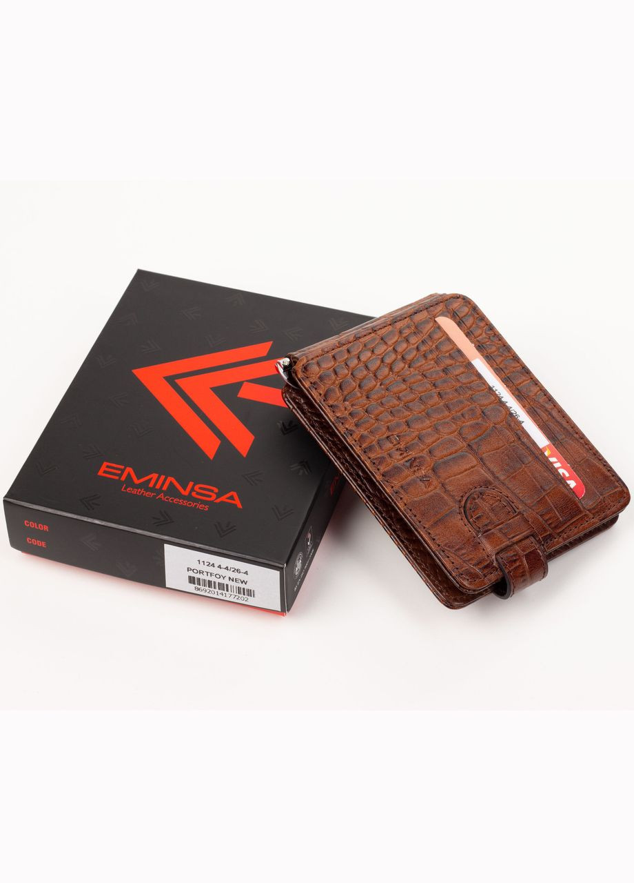 Мужской кожаный зажим картхолдер 11244-4 светло-коричневый Eminsa (261481707)
