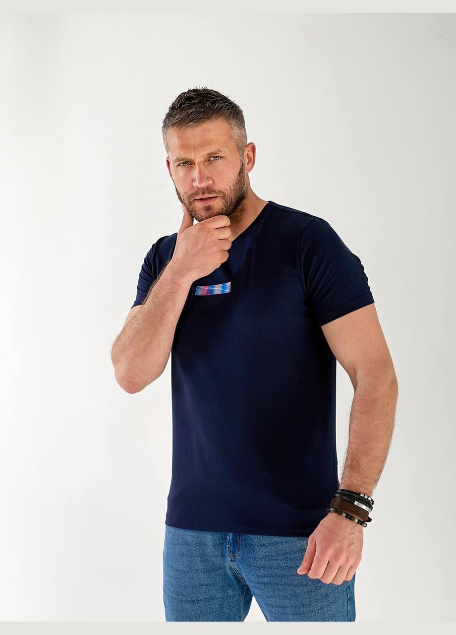 Синя чоловіча футболка з смужкою світловідбиваючої синього кольору 33365 Fashion