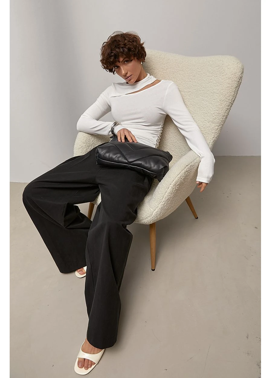 Трикотажний лонгслів з вирізом на плечі,, ONE SIZE No Brand (399770126)