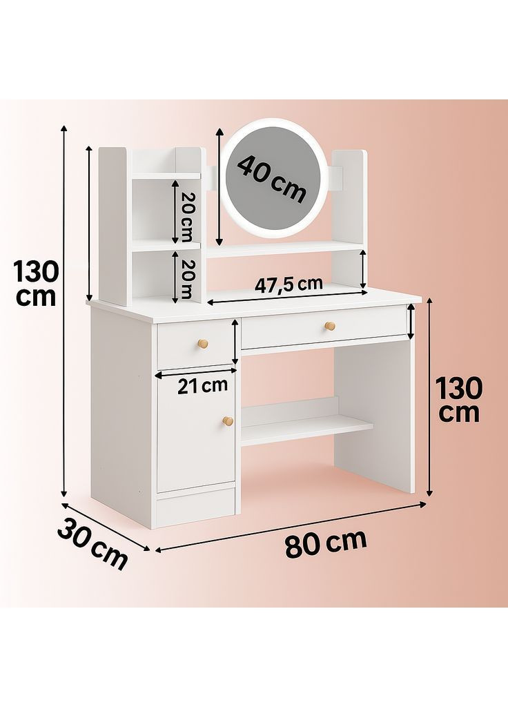 Туалетний столик з LED дзеркалом. No Brand (372262298)
