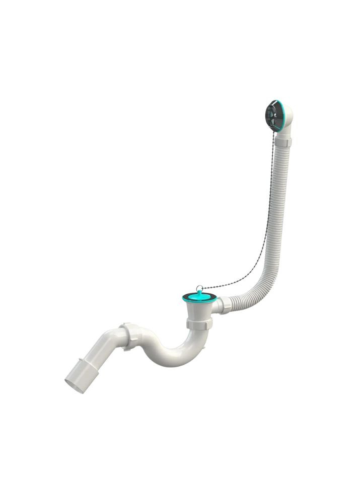 Сифон для ванни В0120 з переливом, пластиковий, гофрована труба 650 мм, сітка 70/65 мм SoloPlast (340285992)