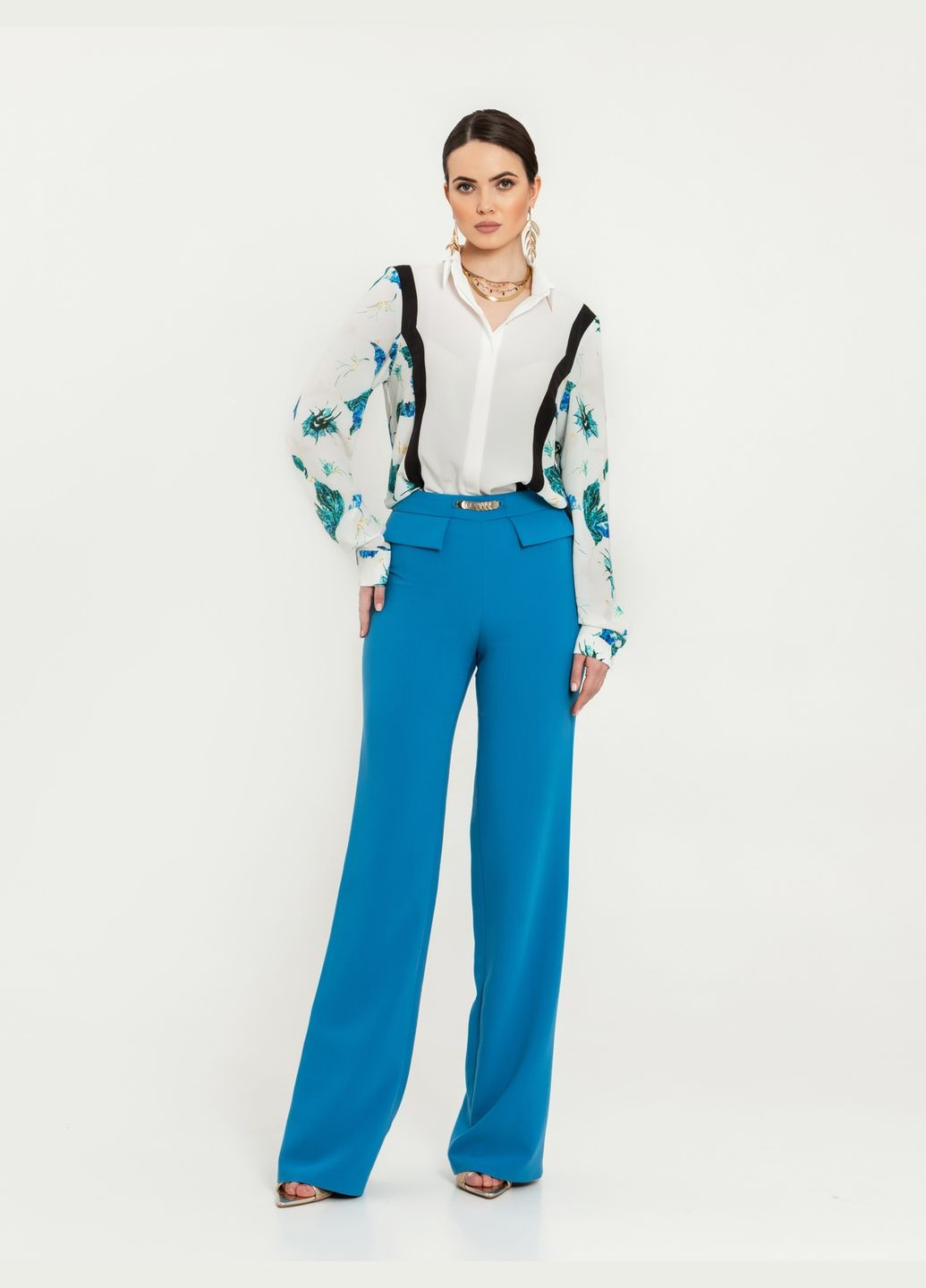 Комбинированная креповая блуза с вертикальными черными вставками - ua42 / eu36 Iren Klairie