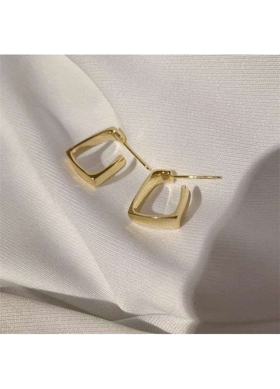 Серьги женские пусеты/гвоздики квадратные золотистые No Brand (354818152)