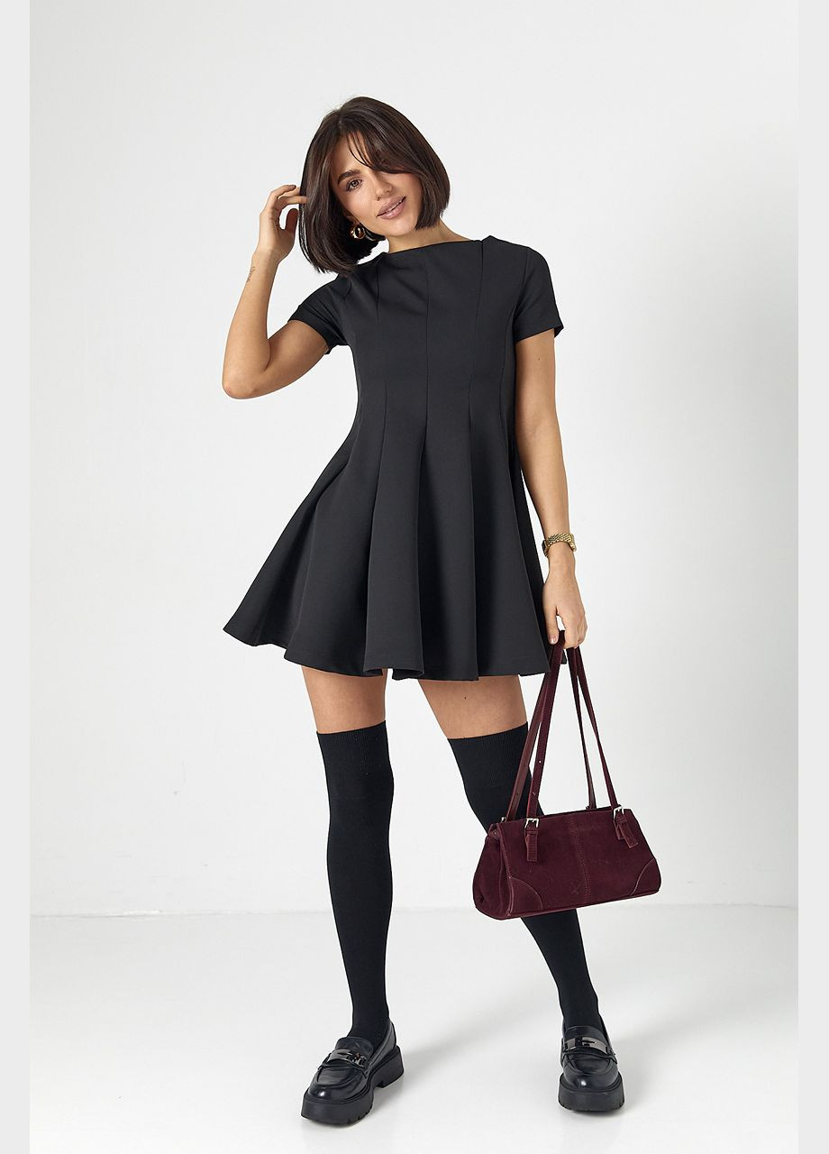 Чорна жіноча міні-сукня з короткими рукавами Lurex