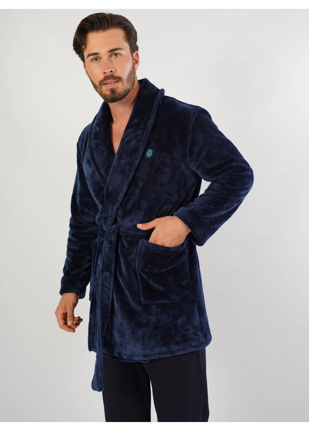 Халат махровый на запах с длинным рукавом мужской Vienetta (370434421)