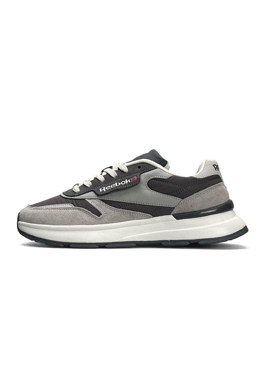 Серые демисезонные кроссовки мужские reebok No Brand Classic Grey White