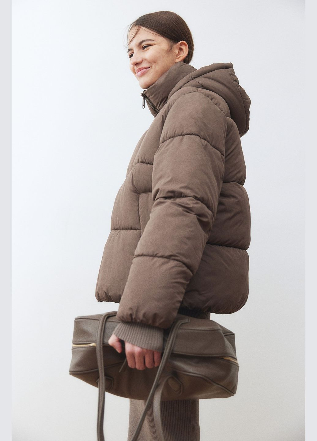 Темно-бежева зимня куртка вільного крою H&M