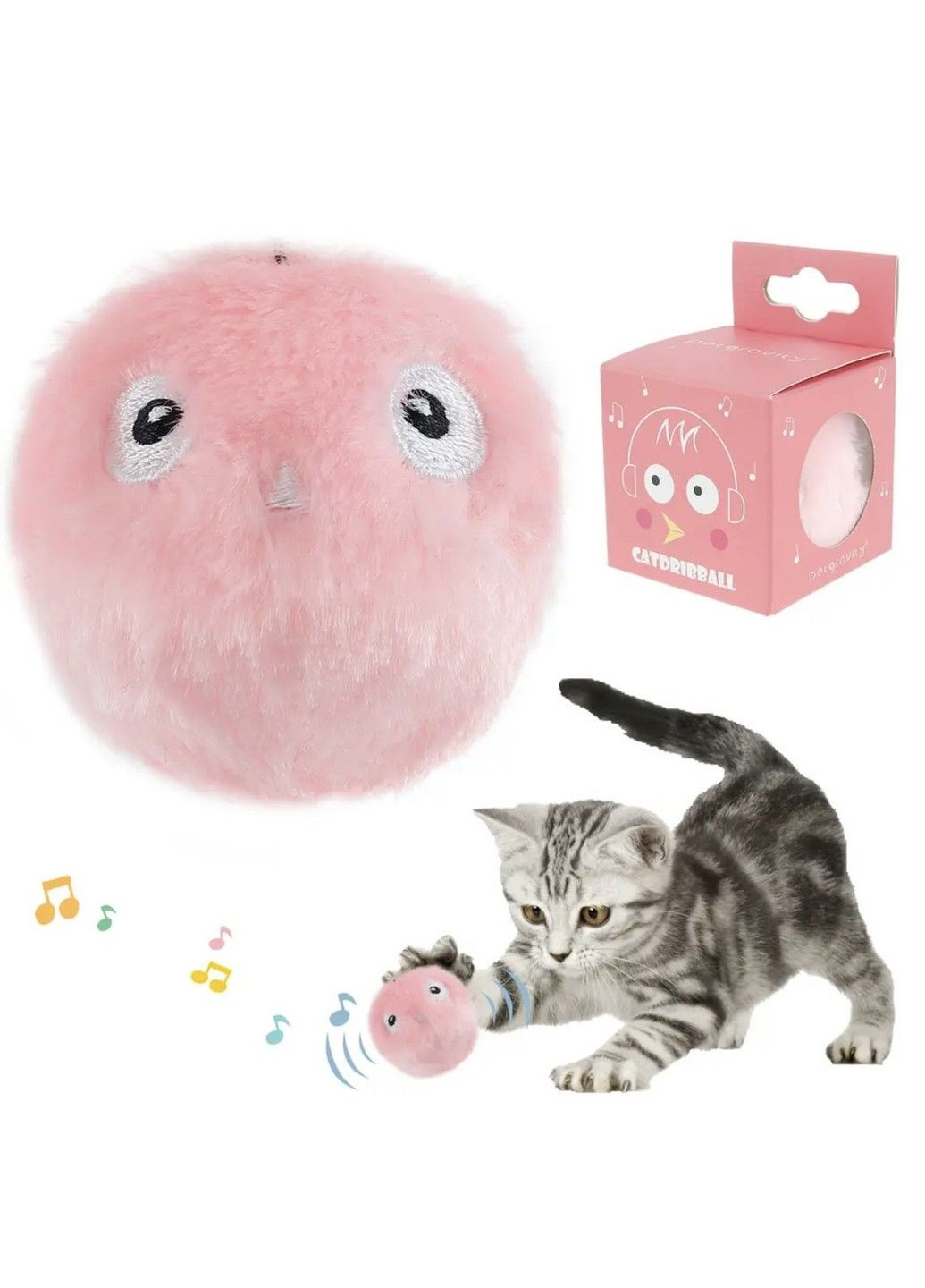 Интерактивный мяч для кошек и котят "Умная Игрушка со звуками зверей " Плюш Color: Pink Birdie Sound Xtep (319664460)