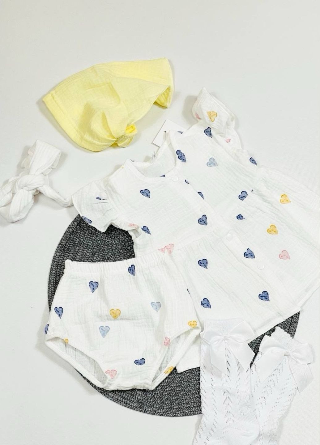 Белый летний комплект платье+трусики Twinsbaby