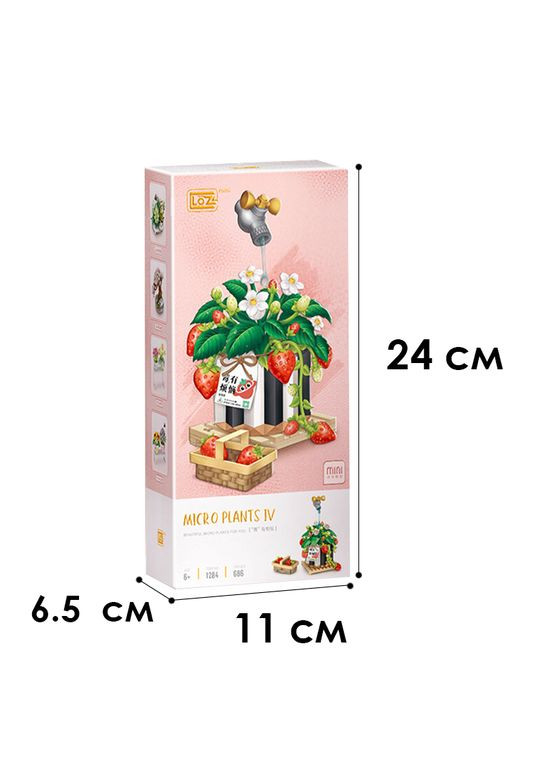 3D конструктор набір будівельних блоків 1284 полуниця у глечику 686 деталей пластиковий Loz (362456061)