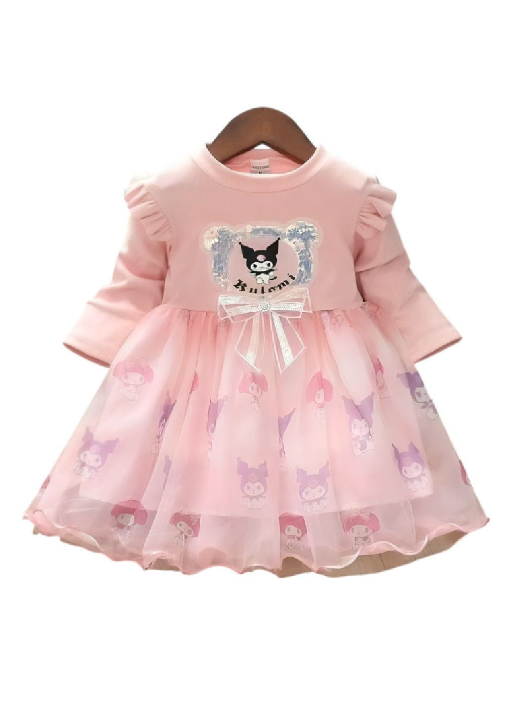 Розовое праздничное повседневное нарядное стрейчевое розовое платье с персонажем куроми для детей девочек (481847-prob) размер 120 Unbranded (366991800)