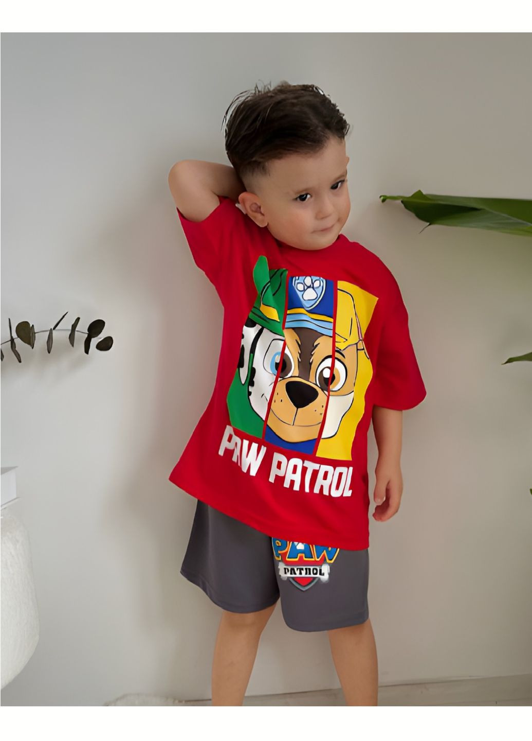 Червоний літній комплект (футболка, шорти) paw patrol (щенячий патруль) trwpa98876561 Disney Футболка+шорти
