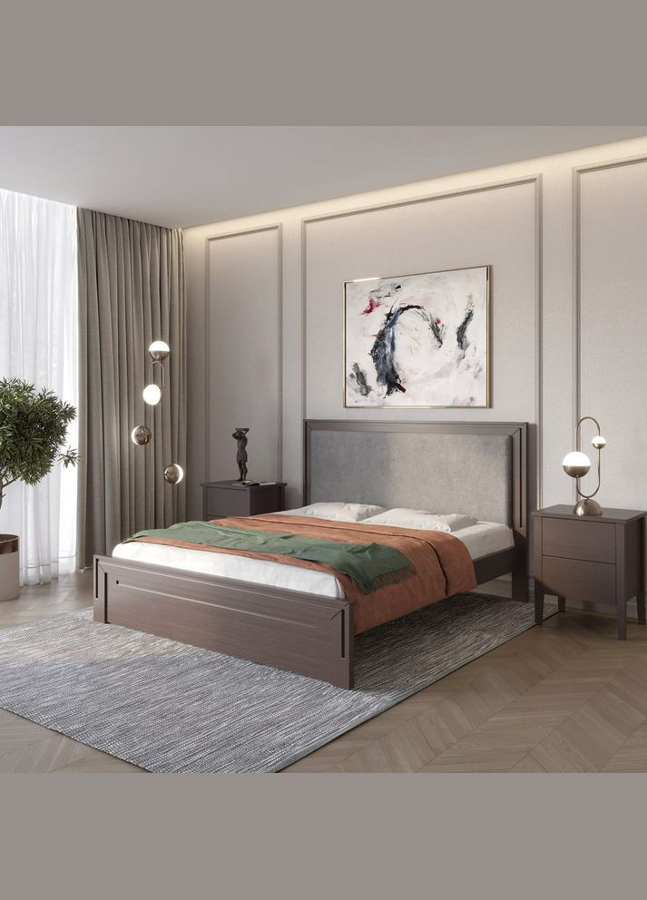 Односпальне дерев'яне ліжко Торонто Т4 Венге/Аляска 93 (сірий) 80х190 см (MBG-9278) Mebigrand (366027643)