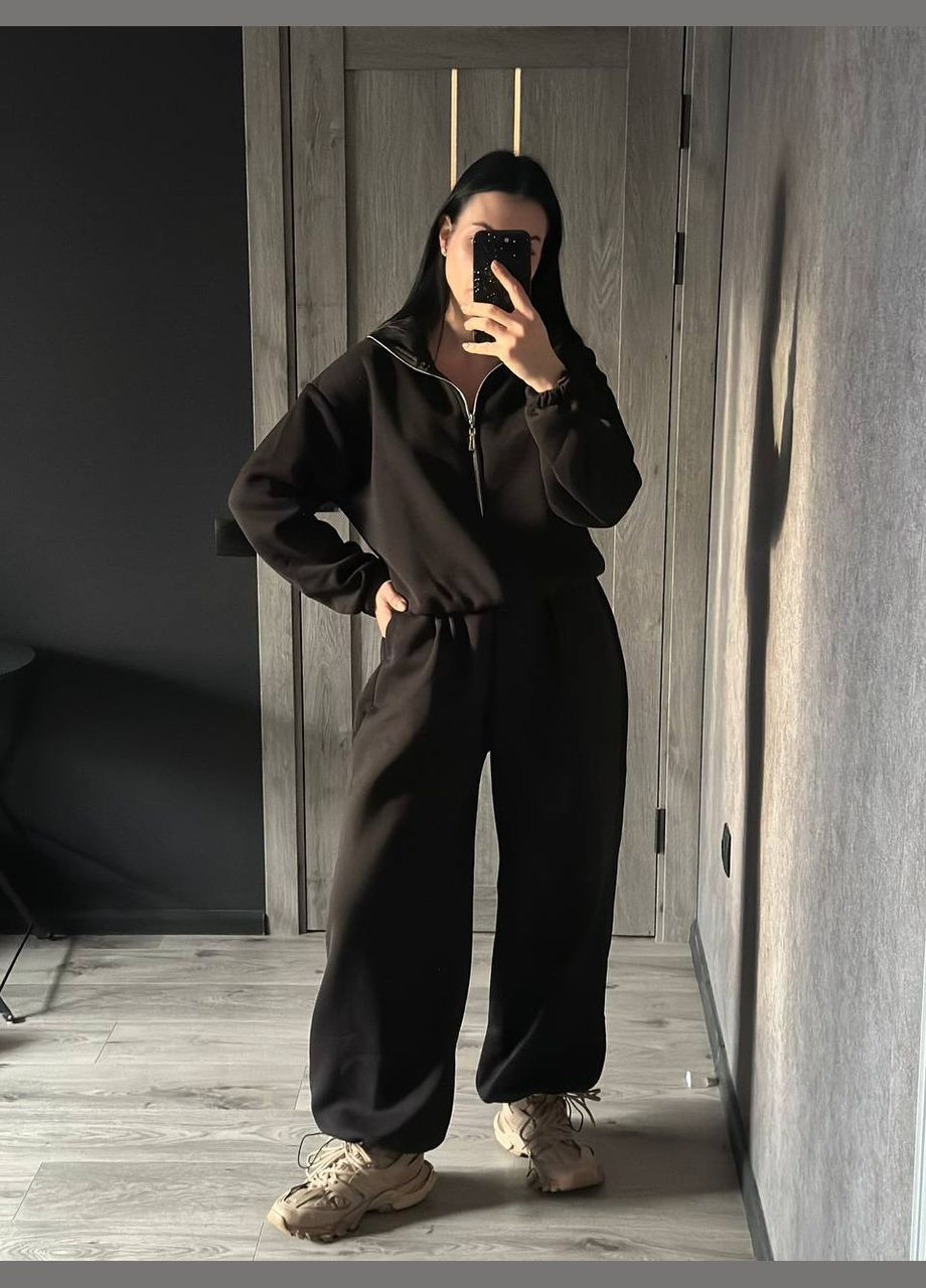 Жіночий комбінезон No Brand комбінезон-брюки чорний спортивний, повсякденний, кежуал фліс, тринитка