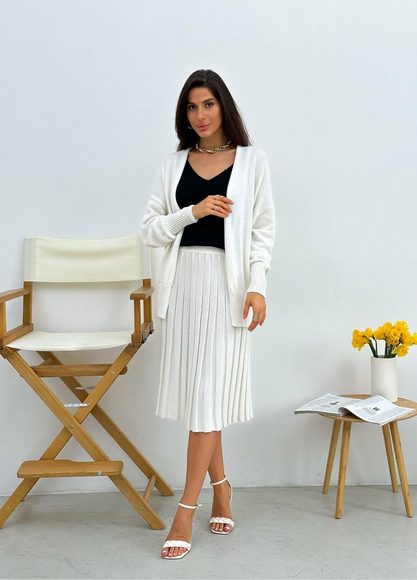 Молочная повседневная юбка женская плиссе joy (ak29062p) Art Knit