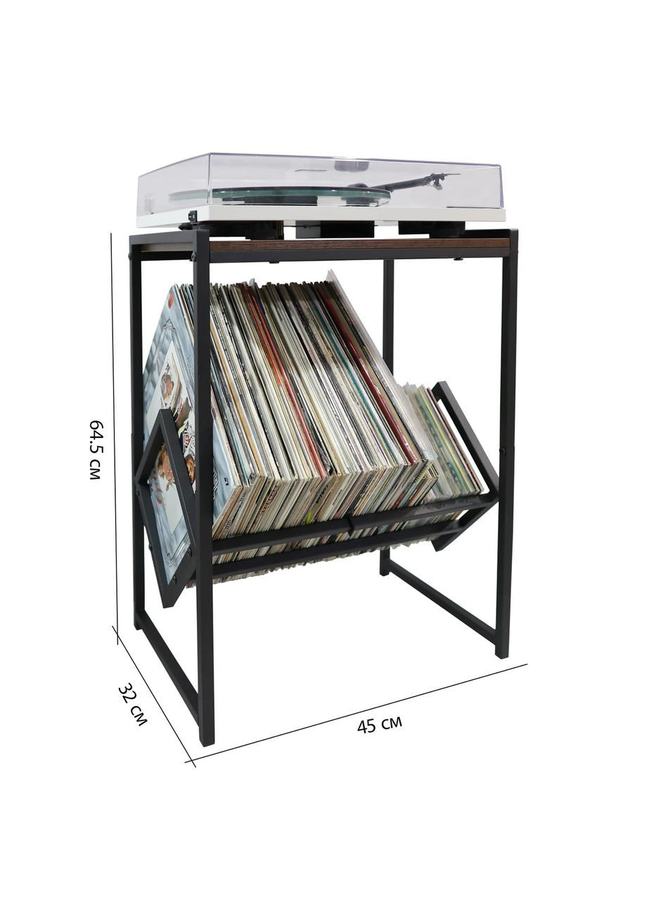 Стіл стелаж для вінілового програвача грамофона з підставкою для вінілових пластинок міститься до 100 No Brand (366303804)