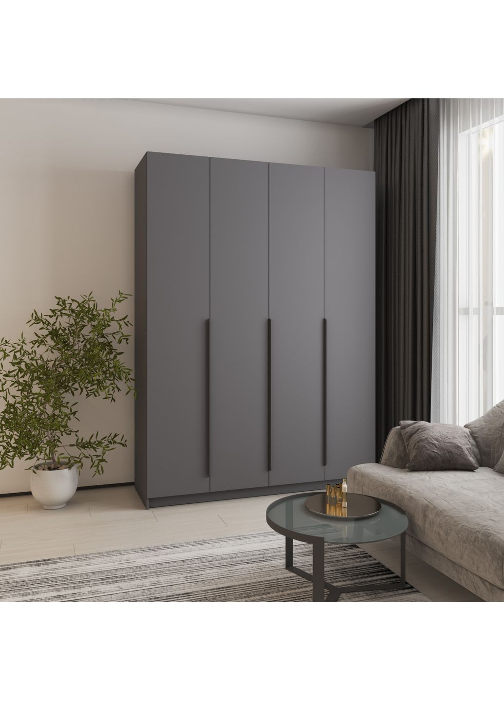 Шафа 4-дверна Оскар ДСП BG, комплект полиць 160x52x220 см (MBS-4670) MebelStar (366427322)