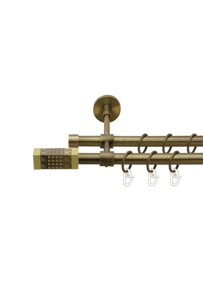 Карниз Рубікела металевий дворядний закритий гладка труба Антик 16\16 мм 160 см (7329455) ORVIT (300795658)