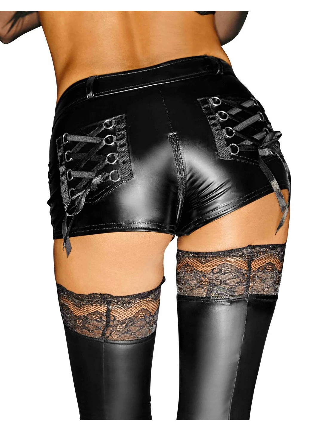 Шортики с мокрым эффектом F138 Powerwetlook shorts, CherryLove Noir Handmade (339867963)
