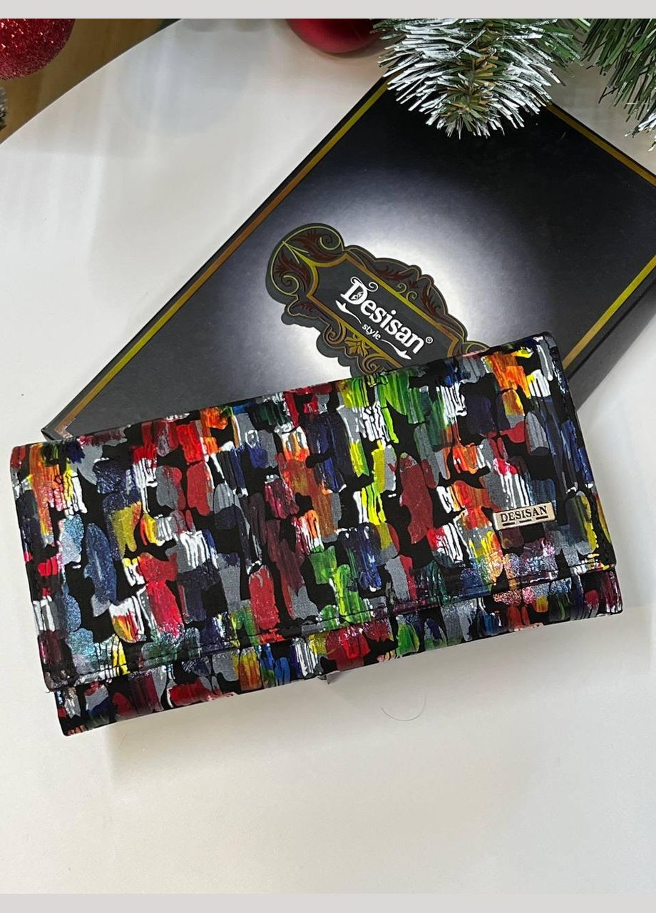 Гаманець жіночий Туреччина натуральна шкіра флотар на кнопці різнокольоровий Desisan (341322620)