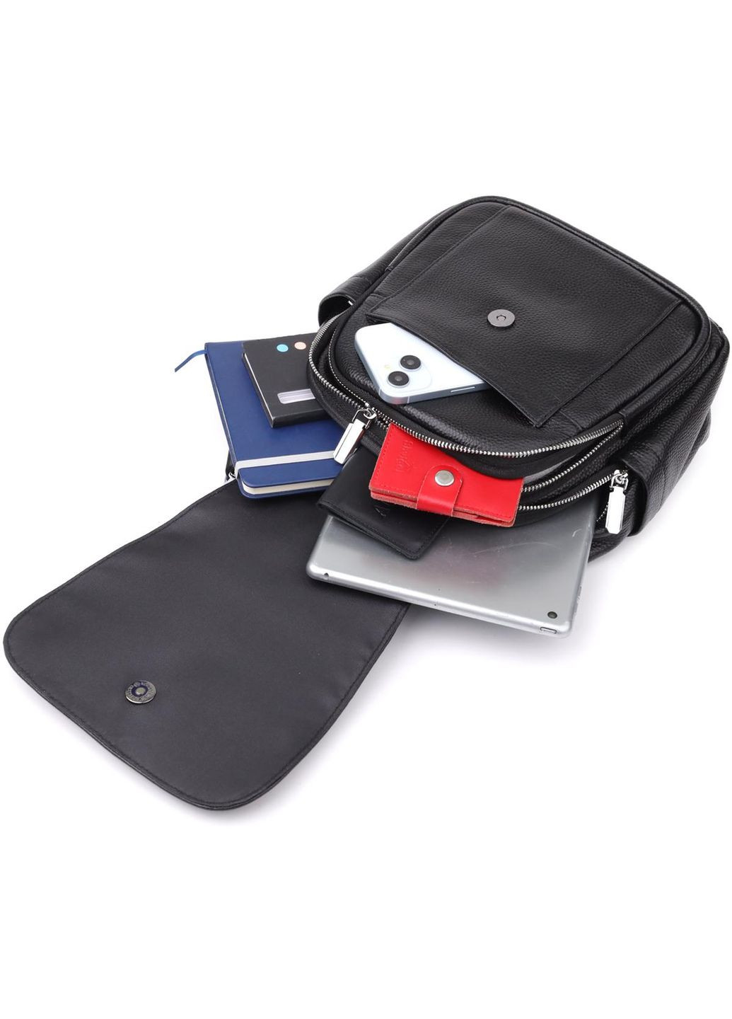 Рюкзак жіночий з натуральної шкіри 10 л міський маленький Чорний 39544 Vintage (355884775)