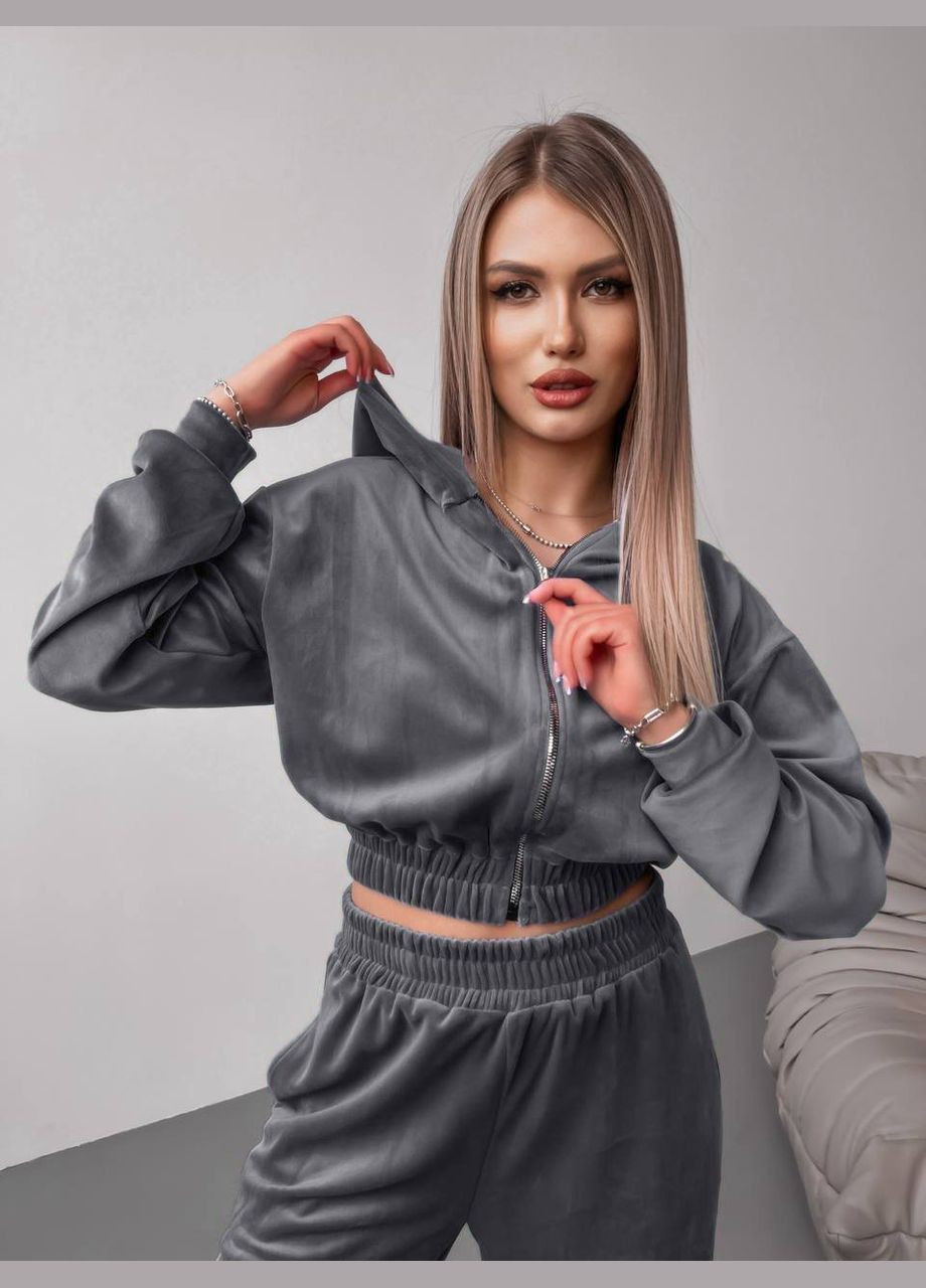 Велюровий костюм двійка з укороченою кофтою та широкими штанами Nositi 10447-12 (316190393)