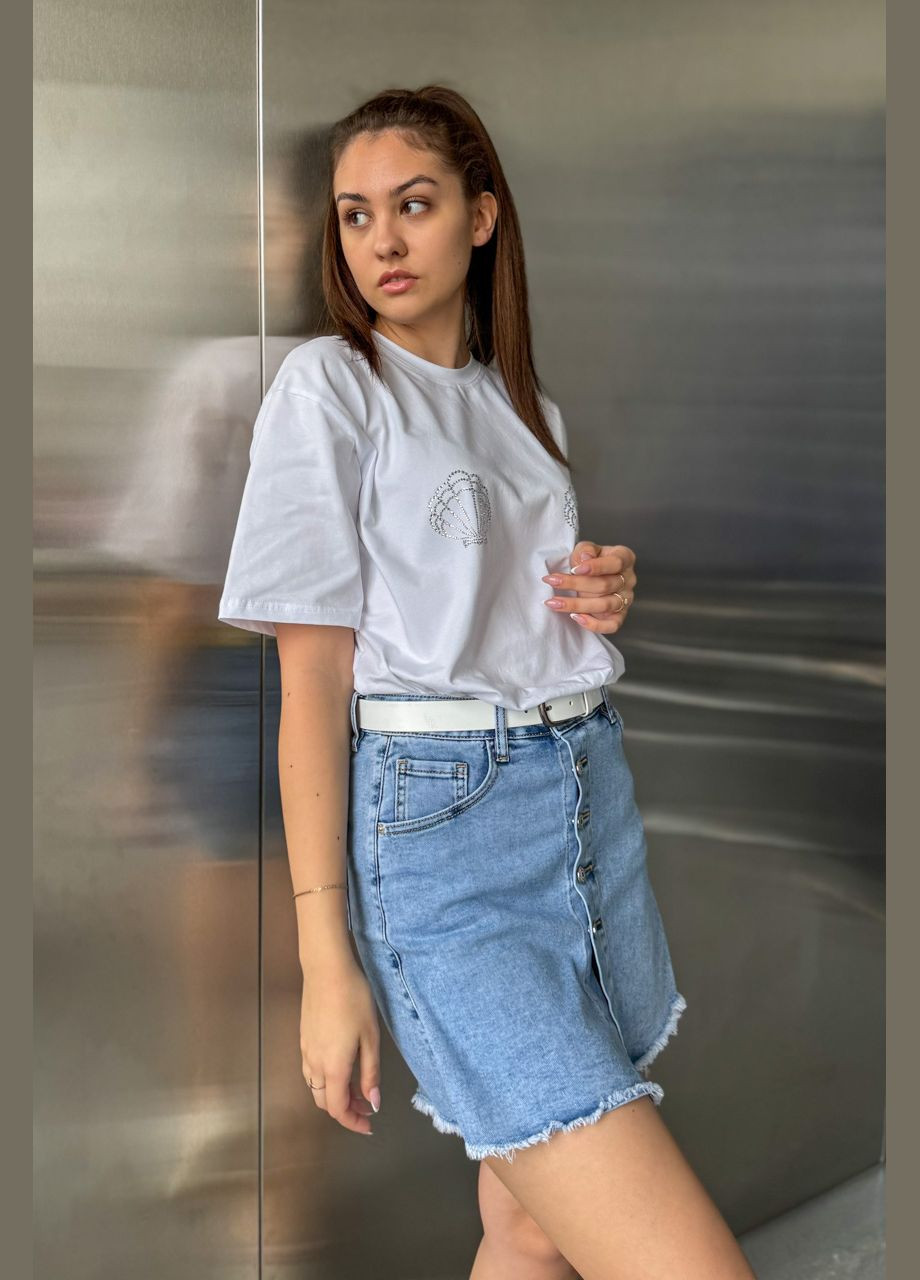 Футболка мушлі стрази ONE SIZE CHICLY - (340074432)