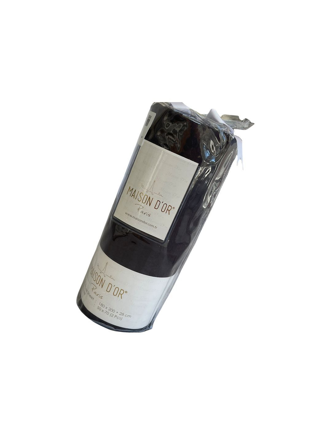 Простынь сатиновая antracit на резинке 180x200 + наволочки 2-50x70 Maison D'or (365720527)