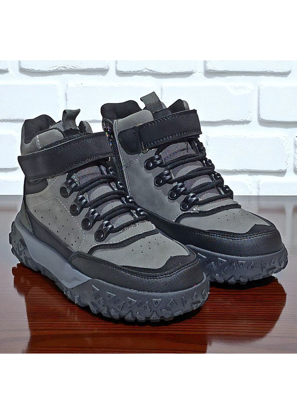 Утеплені демісезоні осінні підліткові черевики ортопедичні хайтопи на липучці для хлопчика підлітка на флісі Clibee (362184806)