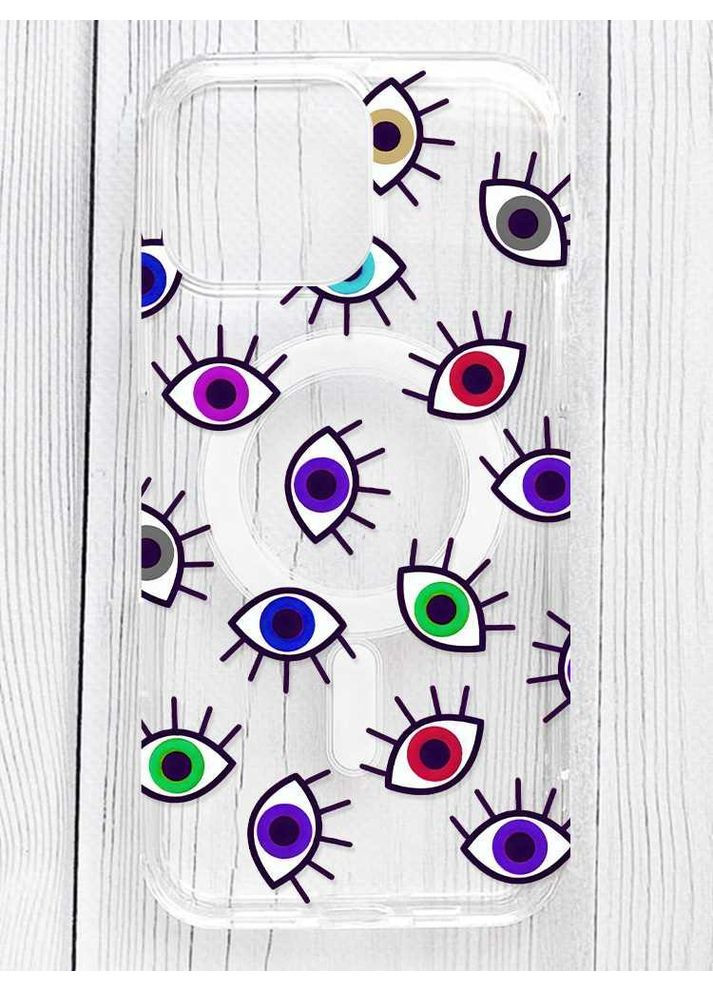 Магнитный чехол на iPhone 16 Pro Max с поддержкой MagSafe Разноцветные глаза (принт 336) Silicone Case (356129173)