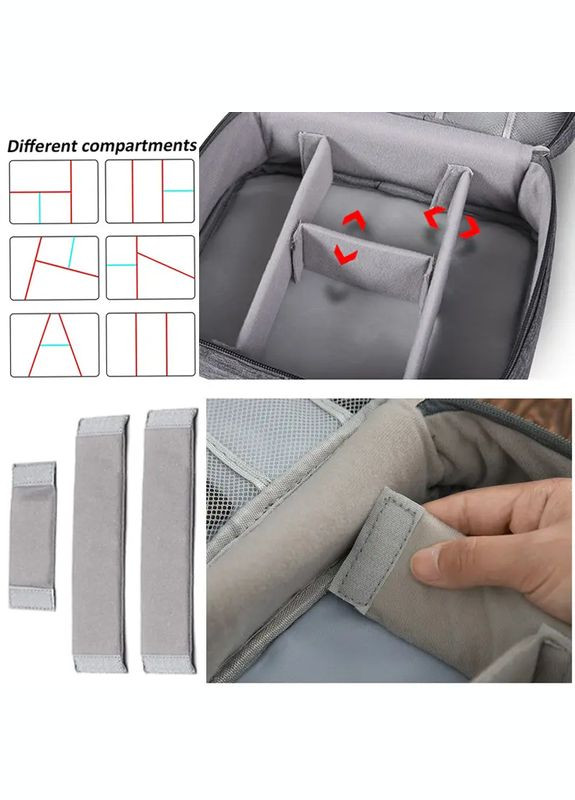 Дорожный органайзер для гаджетов, проводов и кабелей, зарядных устройств, косметики. Серый Unbranded (341288531)