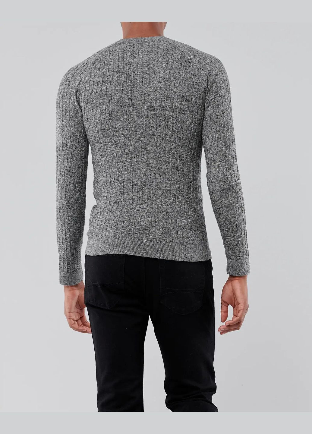 Сірий демісезонний светр чоловічий - светр hc8353 Hollister