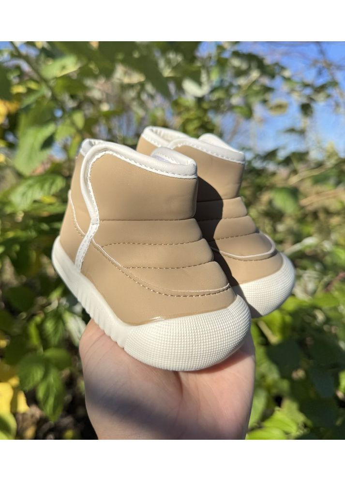 Коричневые зимние ботинки зимние детские с мехом topstar бежевый No Brand