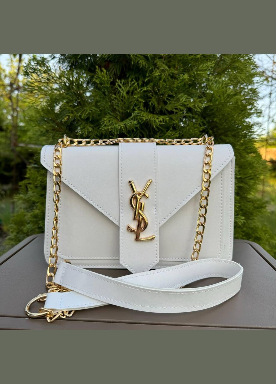 Женская мини сумочка клатч на плечо с цепочкой Молочный с золотом No Brand (298997610)