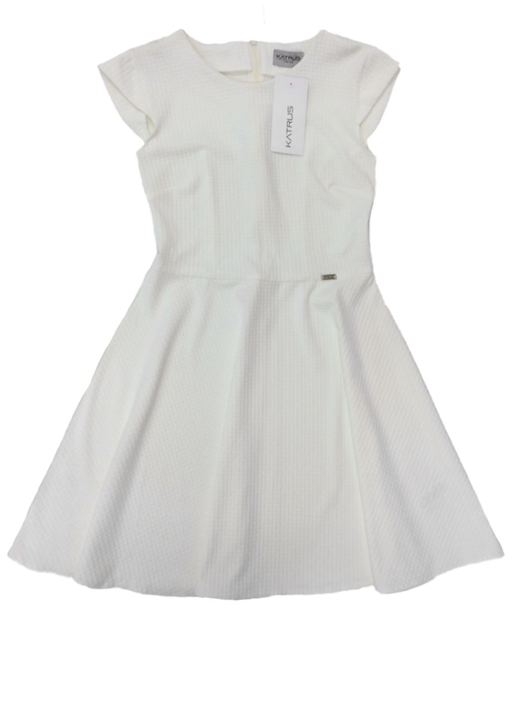 Білий кежуал біла міні сукня кльош, з пишною спідницею Katrus однотонна
