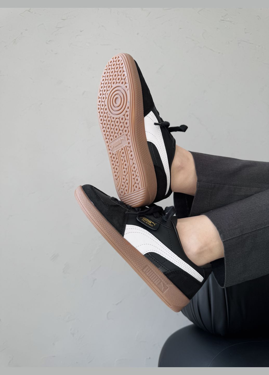 Кросівки жіночі і чоловічі Puma Palermo Leather Black White Gum | Пума Палермо чорні No Brand чорні демісезони (339604466)