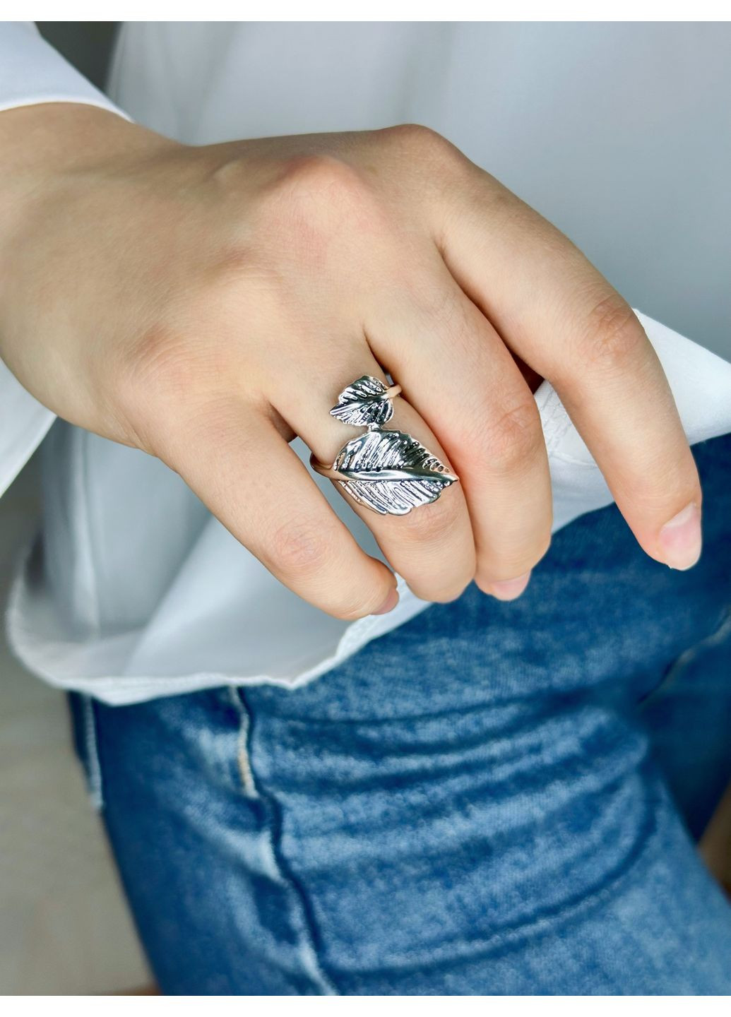 🍃 Срібна каблучка "Листок" чернена — ніжність природи в ювелірному дизайні Family Jewelry House (351897789)