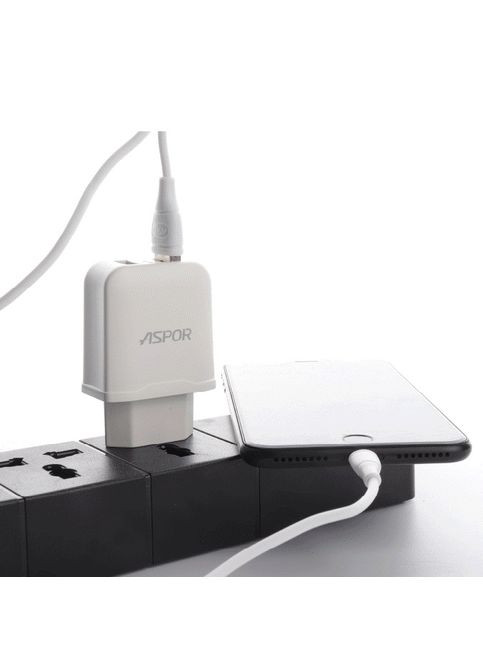 Сетевое зарядное устройство A829 2USB/2.4A- белый Aspor (368561070)