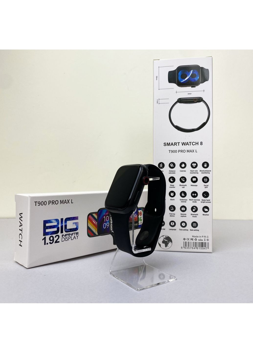 Розумний годинник Т900 Pro Max Lux Чорний для здоров'я та фітнесу трекер активності Smart Watch Watch 45 mm (372460419)