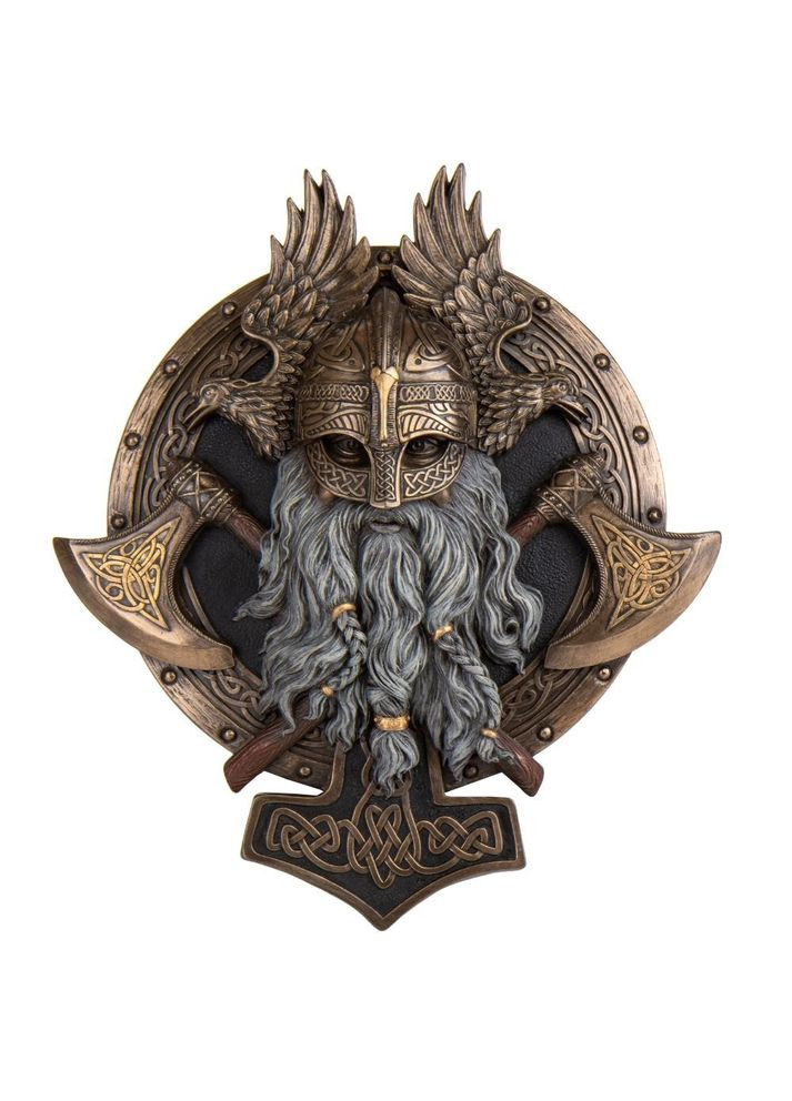 Панно настенное картина Викинг с топорами 26х23х4 см 77746 полистоун покрытый бронзой Veronese (346530322)